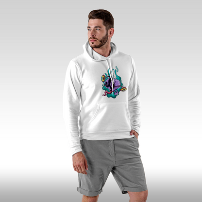 Hanorac alb personalizat Fata Barbat urban "Alien Splash" streetwear
