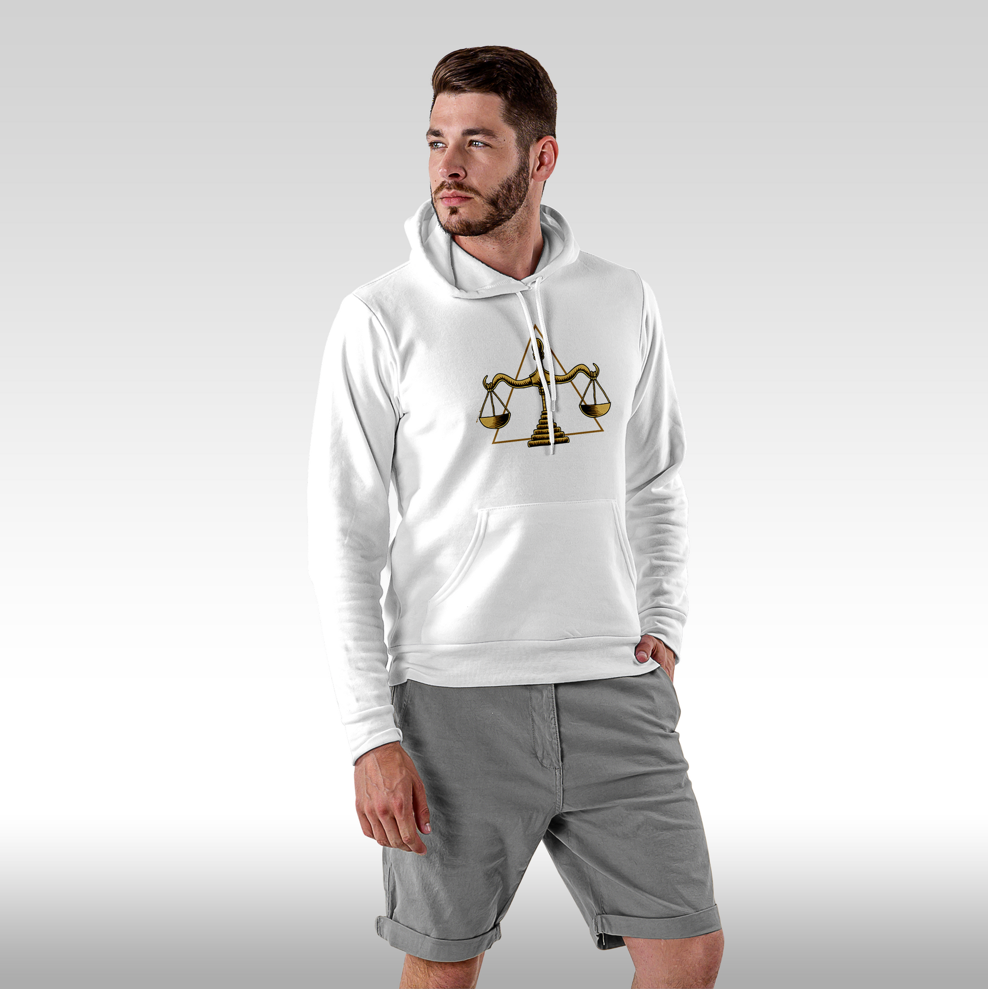 Hanorac alb personalizat Fata Barbat urban "Antique Balance" streetwear
