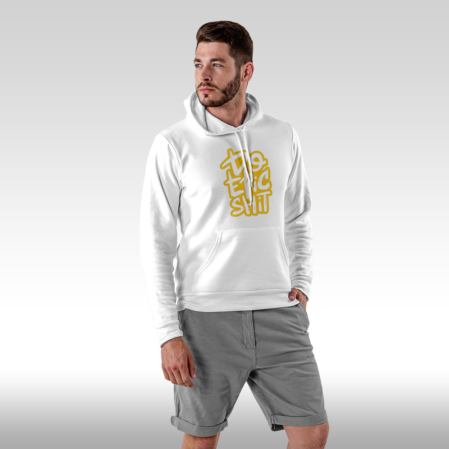 Hanorac alb personalizat Fata Barbat urban "Do Epic Shit" streetwear
