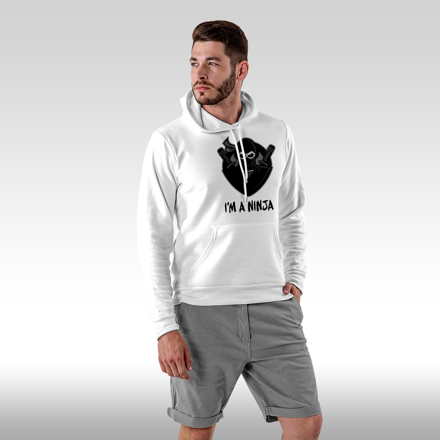 Hanorac alb personalizat Fata Barbat urban "I'm A Ninja" streetwear
