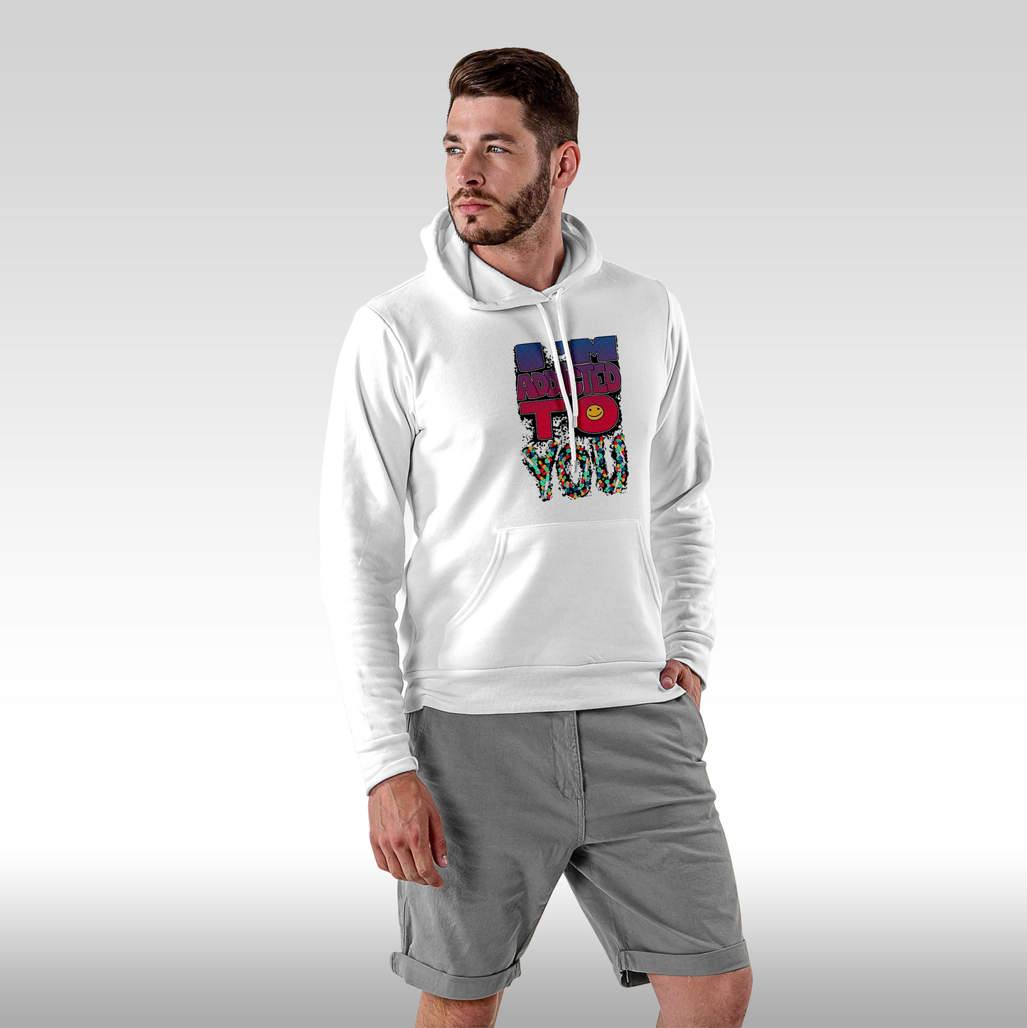 Hanorac alb personalizat Fata barbat urban "I'm Addicted To You" streetwear

