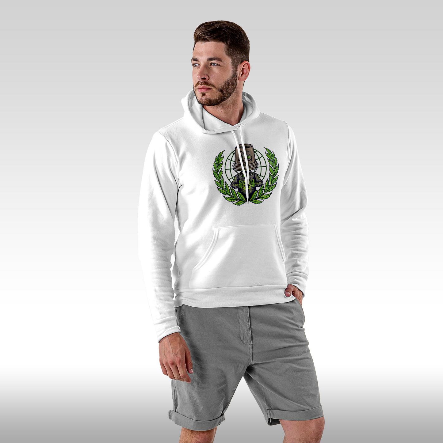 Hanorac alb  personalizat Fata Barbat urban "Mystic Pot" streetwear
