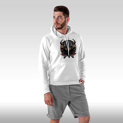 Hanorac alb personalizat Fata Barbat urban viking  "Norse Fury" streetwear
