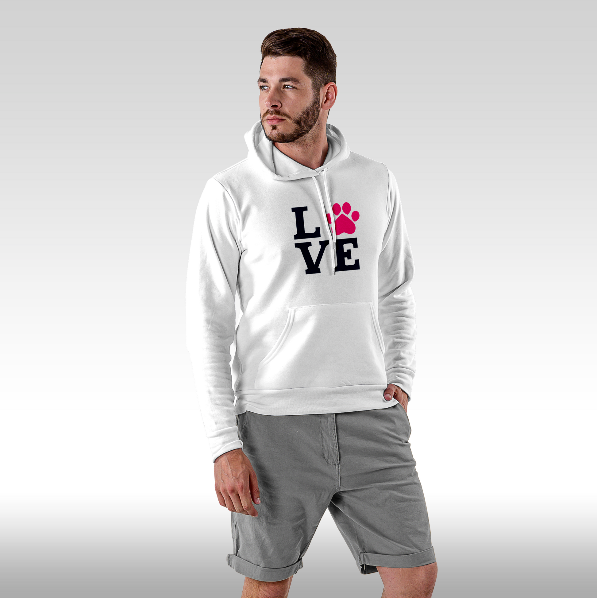 Hanorac alb personalizat Fata Barbat urban "Pet Love" streetwear
