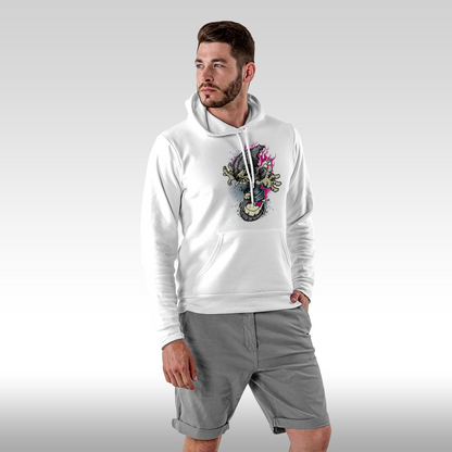 Hanorac alb personalizat Fata Barbat urban "Spectral Blaze" streetwear
