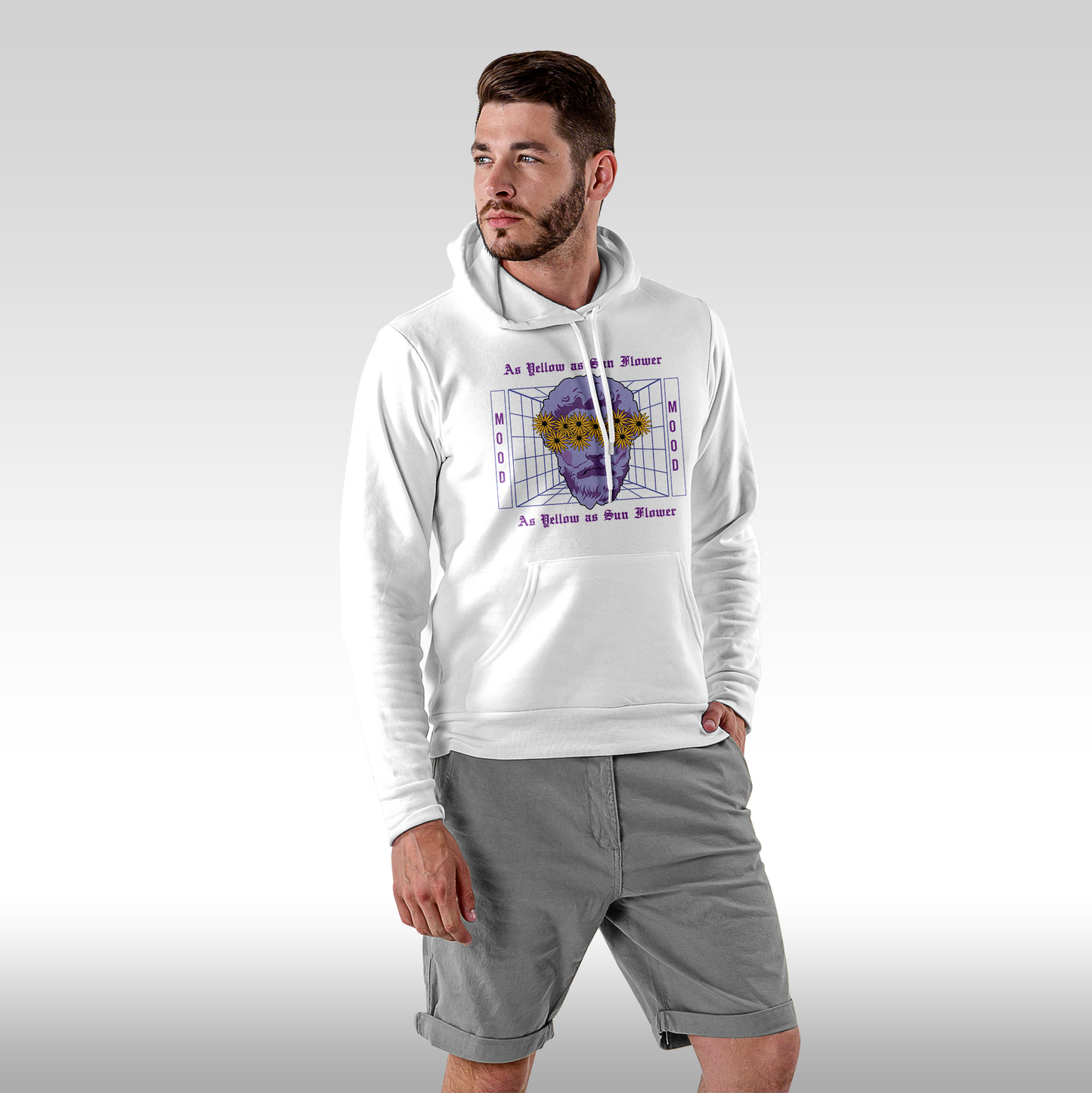 Hanorac alb personalizat Fata Barbat urban "As Yellow As Sun Flower" streetwear
