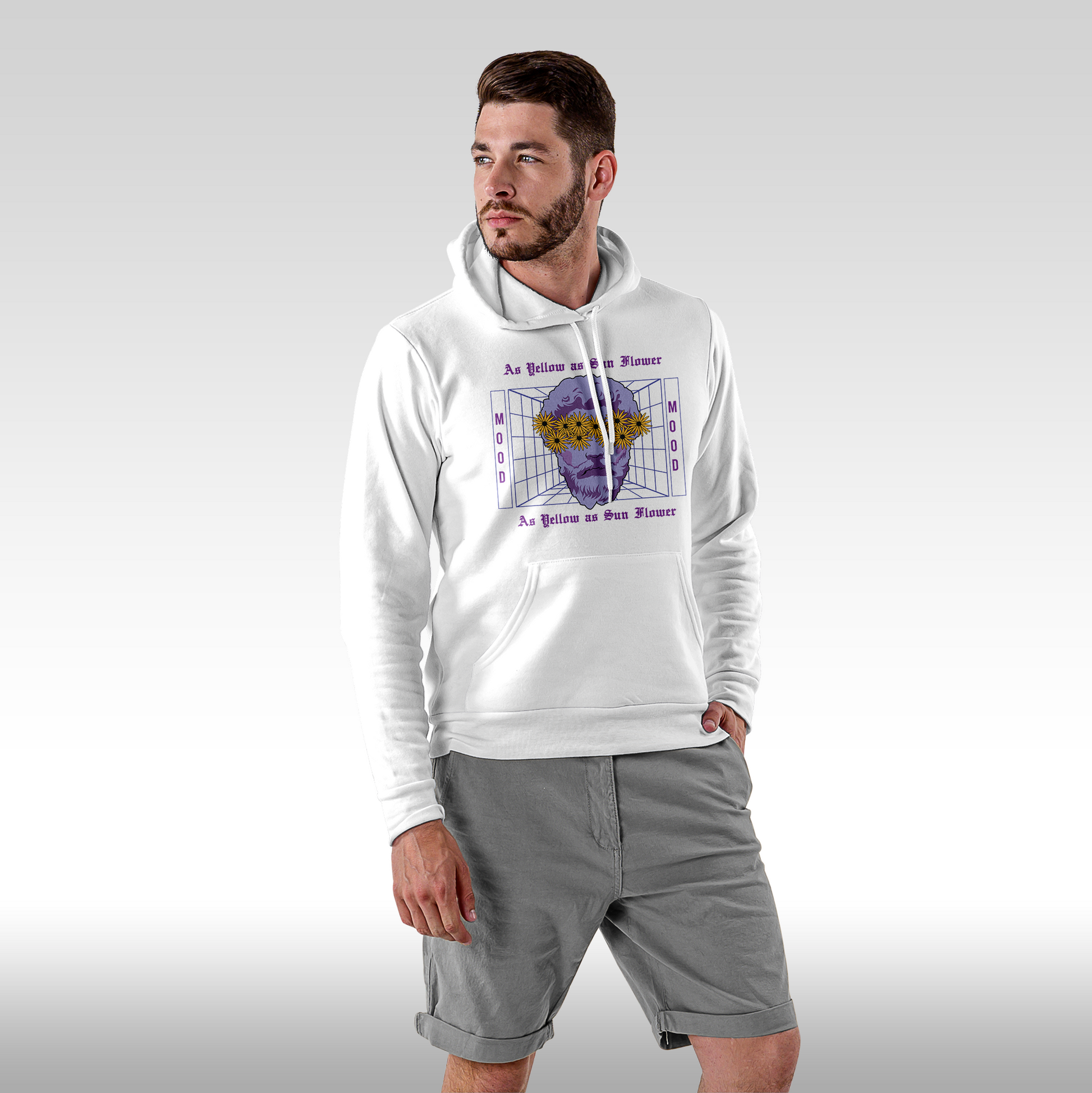 Hanorac alb personalizat Fata Barbat urban "As Yellow As Sun Flower" streetwear
