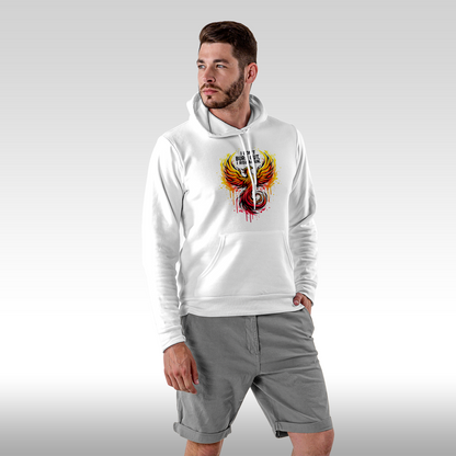Hanorac alb personalizat Fata Barbat phoenix "I Don't Burn Out, I Rise Again" streetwear
