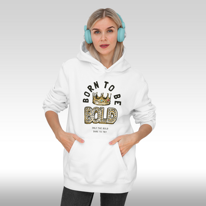 Hanorac alb personalizat Fata dama urban "Born To Be Bold" streetwear
