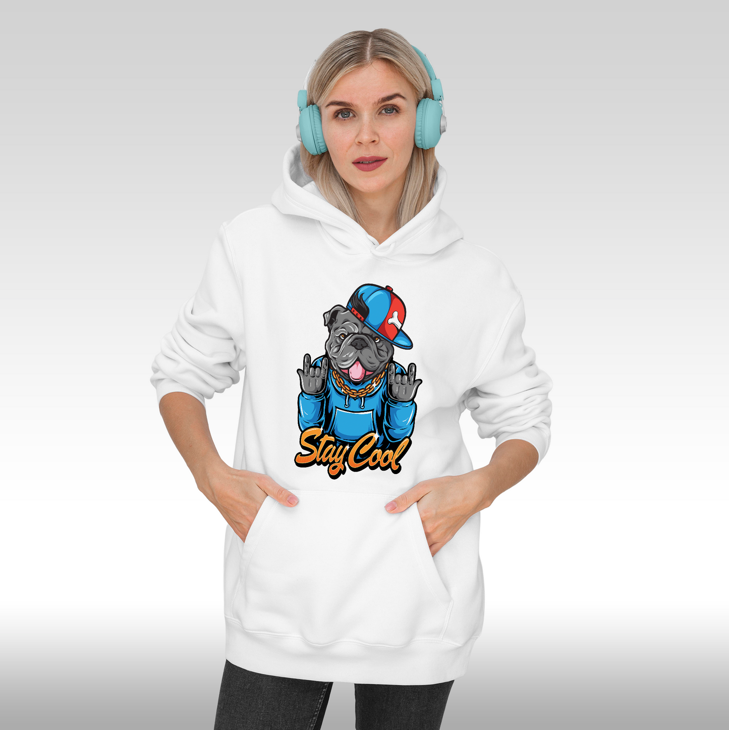 Hanorac alb personalizat Fata dama urban "Stay Cool" streetwear
