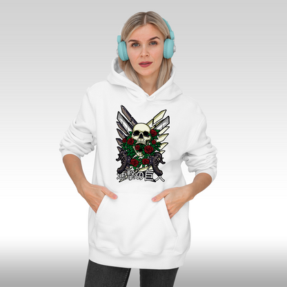 Hanorac alb personalizat Fata dama anime "Attack On Titan" streetwear
