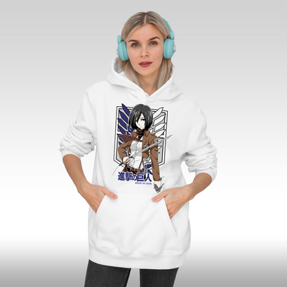 Hanorac alb personalizat Fata dama anime "Mikasa" streetwear
