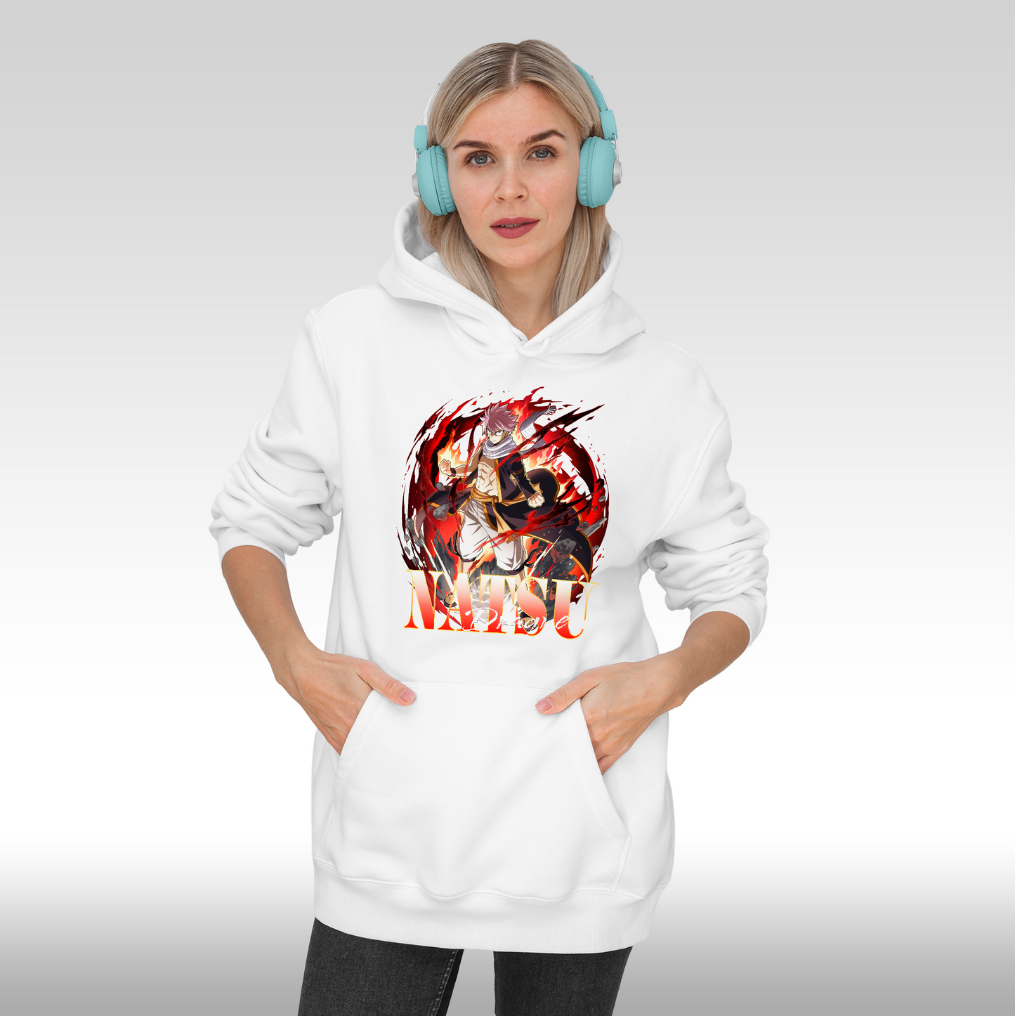 Hanorac alb personalizat Fata dama anime "Natsu" streetwear
