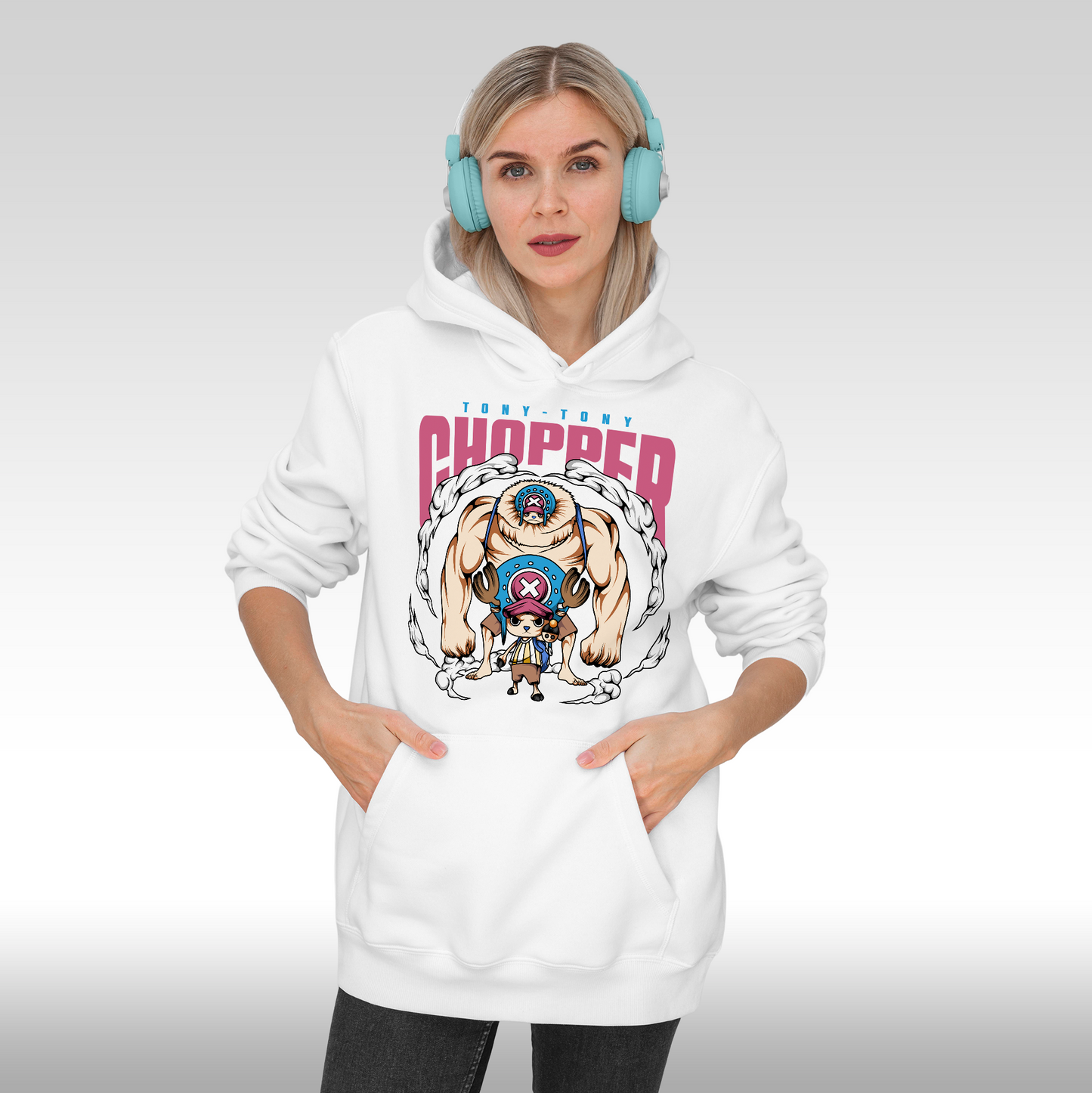Hanorac alb personalizat Fata dama anime "Tony-Tony Chopper" streetwear
