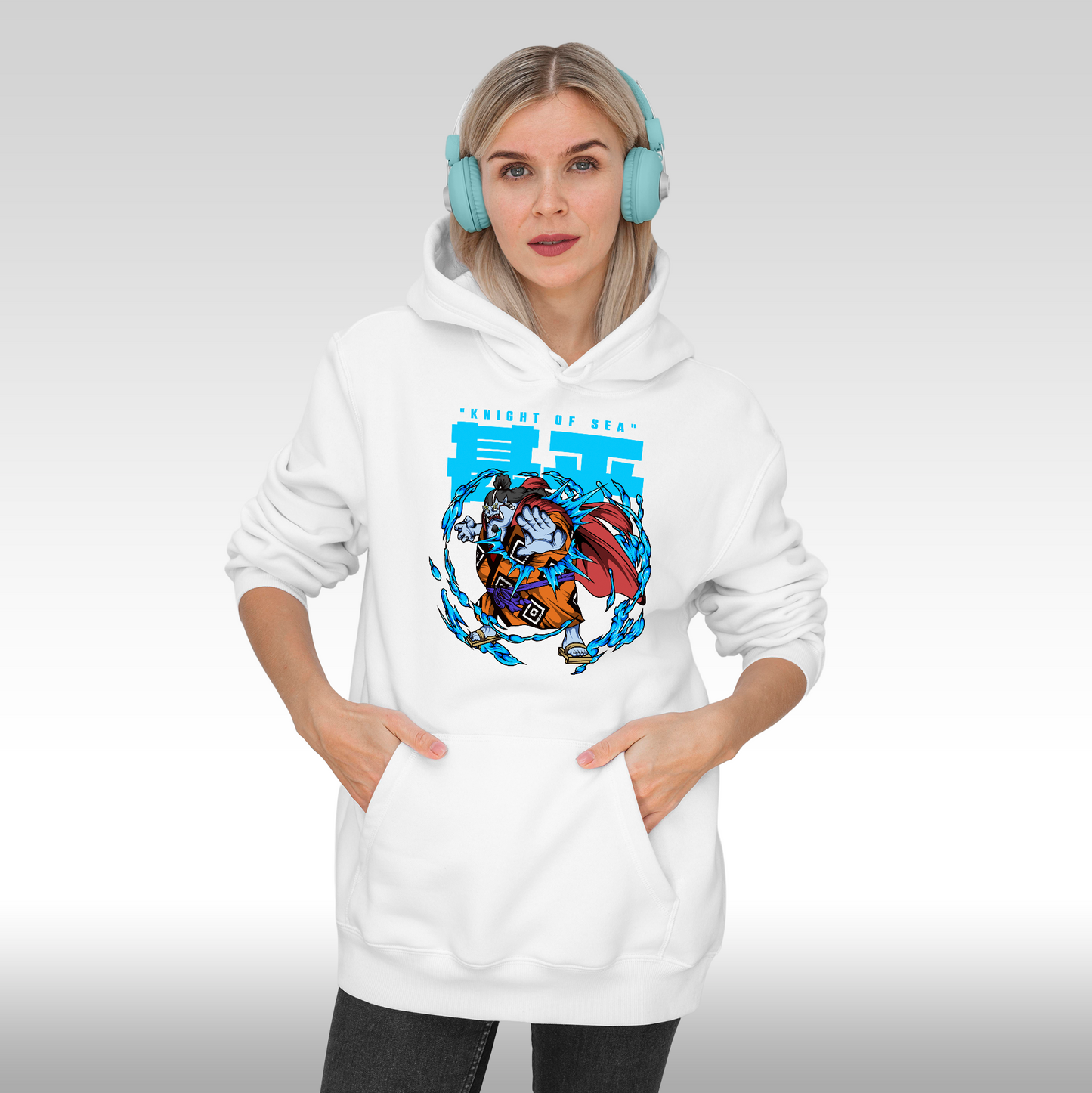 Hanorac alb personalizat Fata dama anime "Jinbei Knight Of Sea" streetwear
