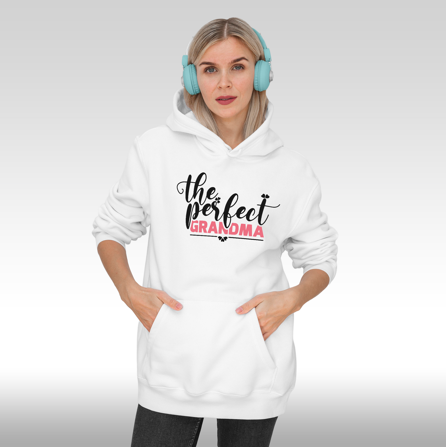 Hanorac alb personalizat Fata Dama bunica "The Perfect Grandma" streetwear

