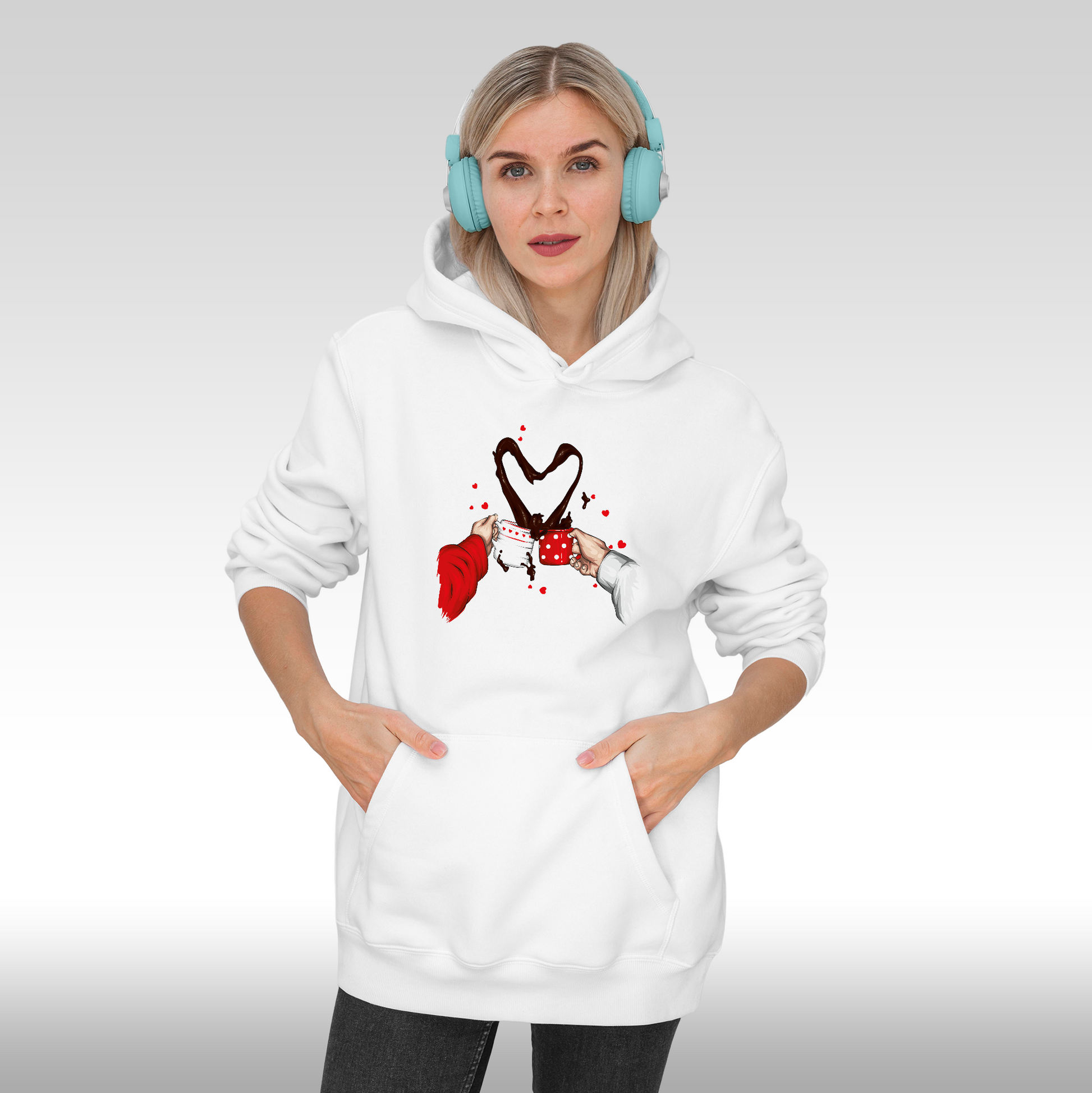 Hanorac alb personalizat Fata dama cafea "Coffee Love" streetwear
