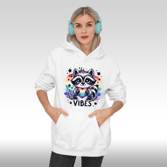 Hanorac alb personalizat Fata dama raton lgbtq "Pride Vibes" streetwear
