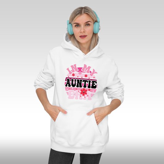Hanorac alb personalizat Fata Dama matusa "In My Auntie Era" streetwear
