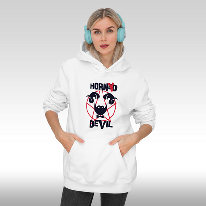 Hanorac alb personalizat Fata dama mesaj "Horny Devil" streetwear
