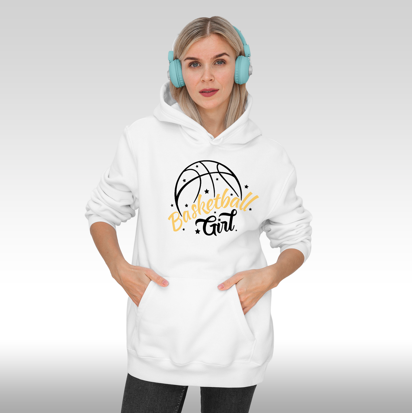 Hanorac alb personalizat Fata Dama sport "Basketball Girl" streetwear
