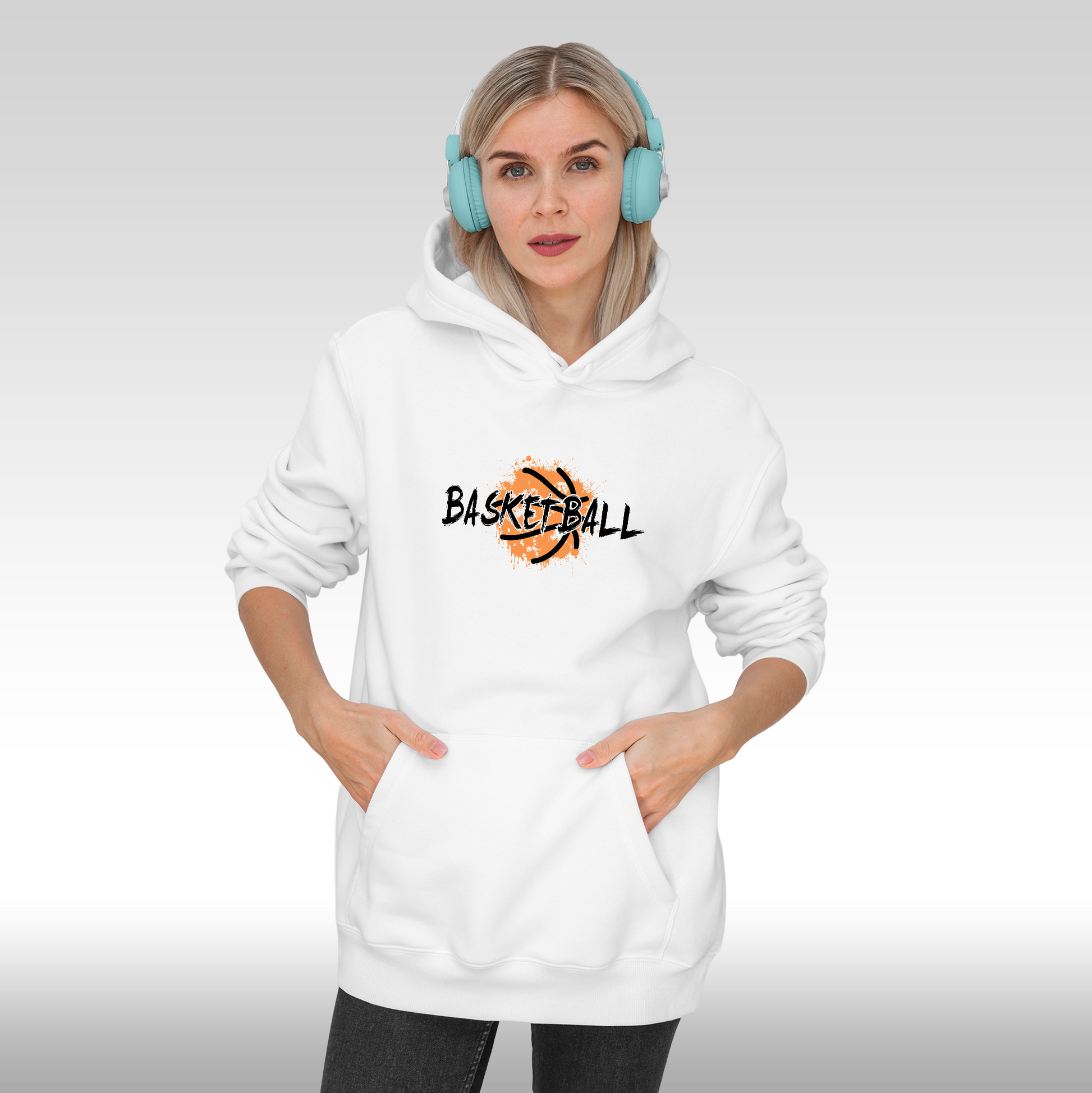 Hanorac alb personalizat Fata dama sport "Basketball" streetwear
