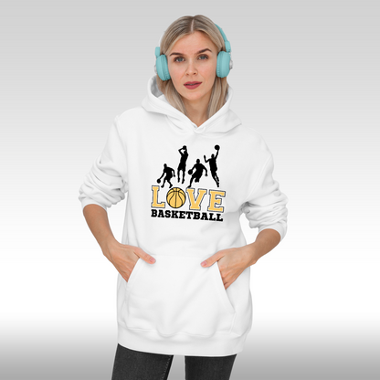 Hanorac alb personalizat Fata dama sport "Love Basketball" streetwear
