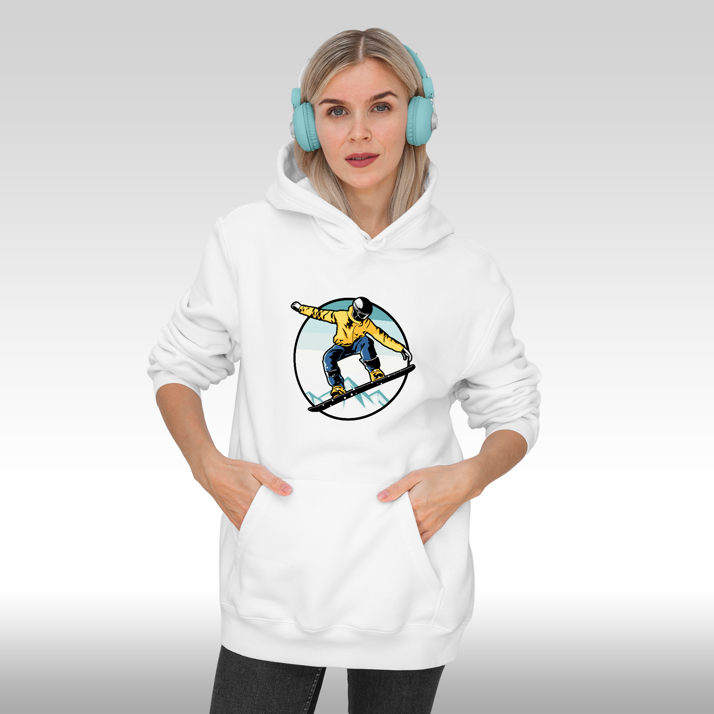 Hanorac alb personalizat Fata Dama sport "Skateboarding" streetwear
