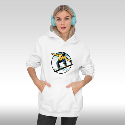 Hanorac alb personalizat Fata Dama sport "Skateboarding" streetwear
