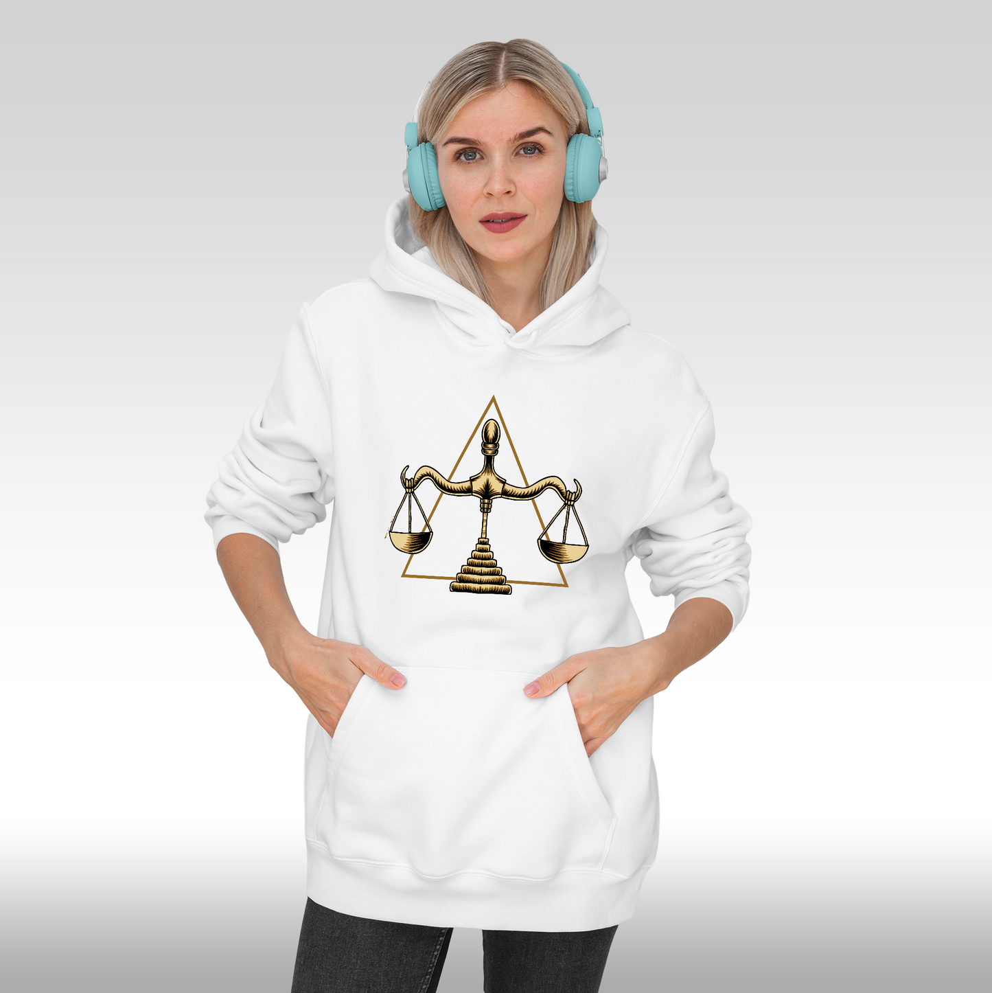 Hanorac alb personalizat Fata dama urban "Antique Balance" streetwear
