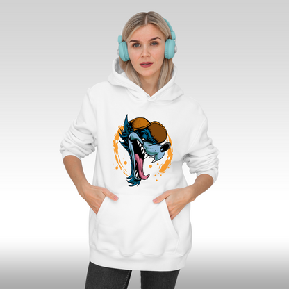 Hanorac alb personalizat Fata Dama urban "Feral Splash" streetwear
