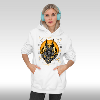 Hanorac alb personalizat Fata Dama urban "Galactic Anubis" streetwear
