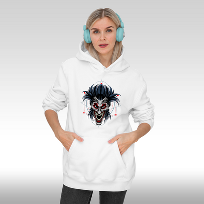 Hanorac alb personalizat Fata dama urban "Geometric Clown" streetwear
