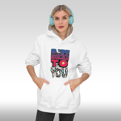 Hanorac alb personalizat Fata Dama urban "I'm Addicted To You" streetwear
