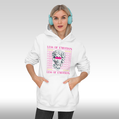 Hanorac alb personalizat Fata dama urban "Less Of Emotion" streetwear

