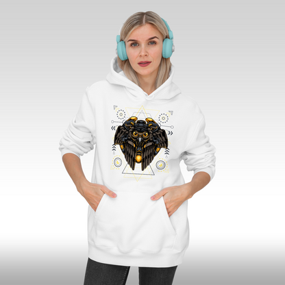 Hanorac alb personalizat Fata dama urban "Majestic Owl" streetwear
