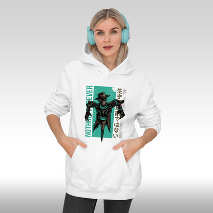 Hanorac alb personalizat Fata dama urban "Nothing Forever" streetwear
