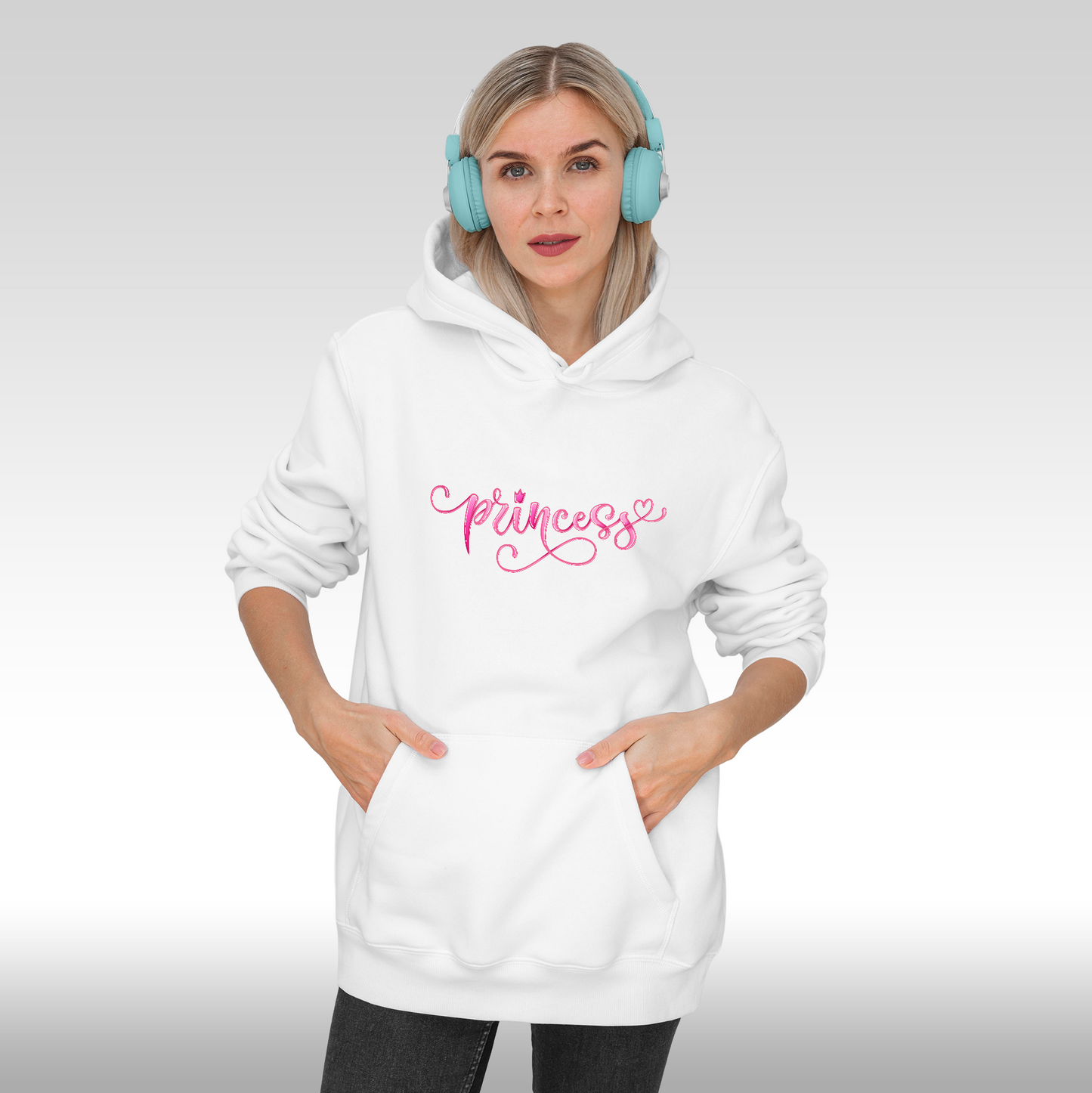 Hanorac alb personalizat Fata Dama urban "Princess" streetwear
