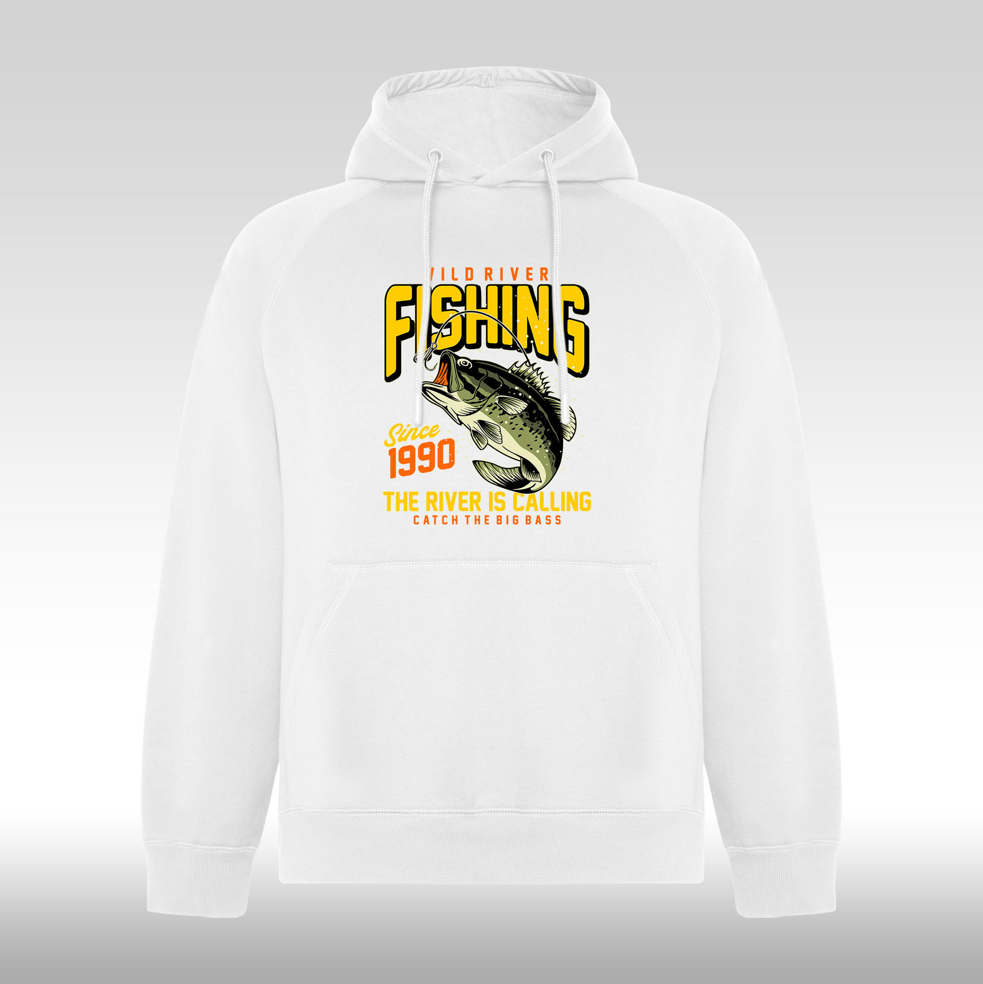 Hanorac alb personalizat pescar "Fishing Since 1990" streetwear
