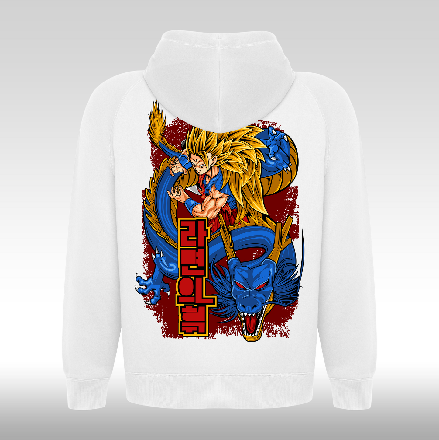 Hanorac alb personalizat Spate anime "Goku Super Sayan-Jin 3" streetwear
