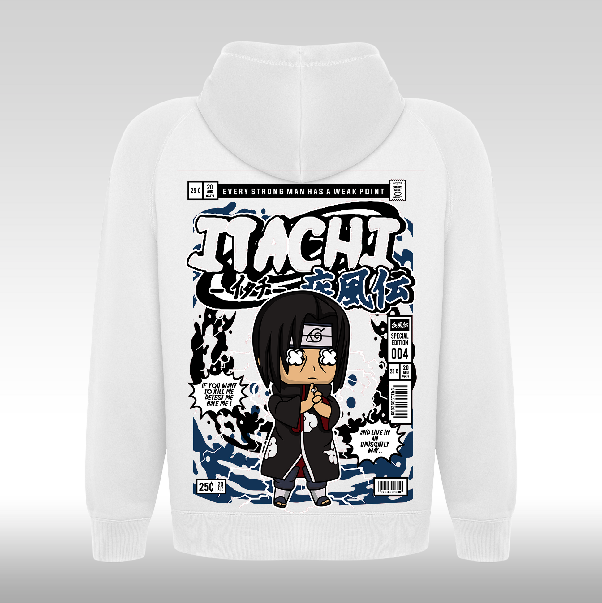 Hanorac alb personalizat Spate anime "Itachi" streetwear
