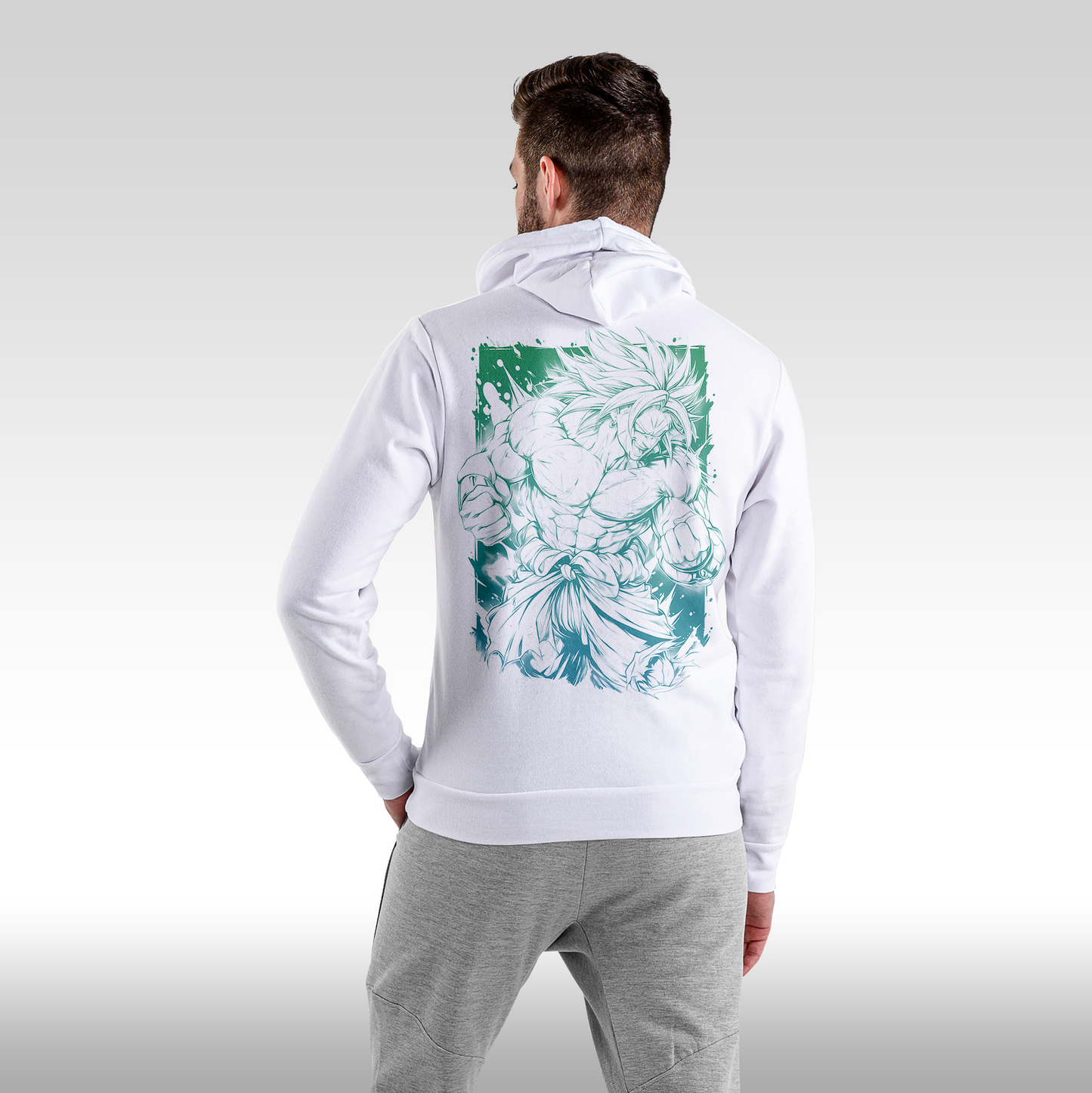 Hanorac alb personalizat Spate Barbat anime "Broly" streetwear
