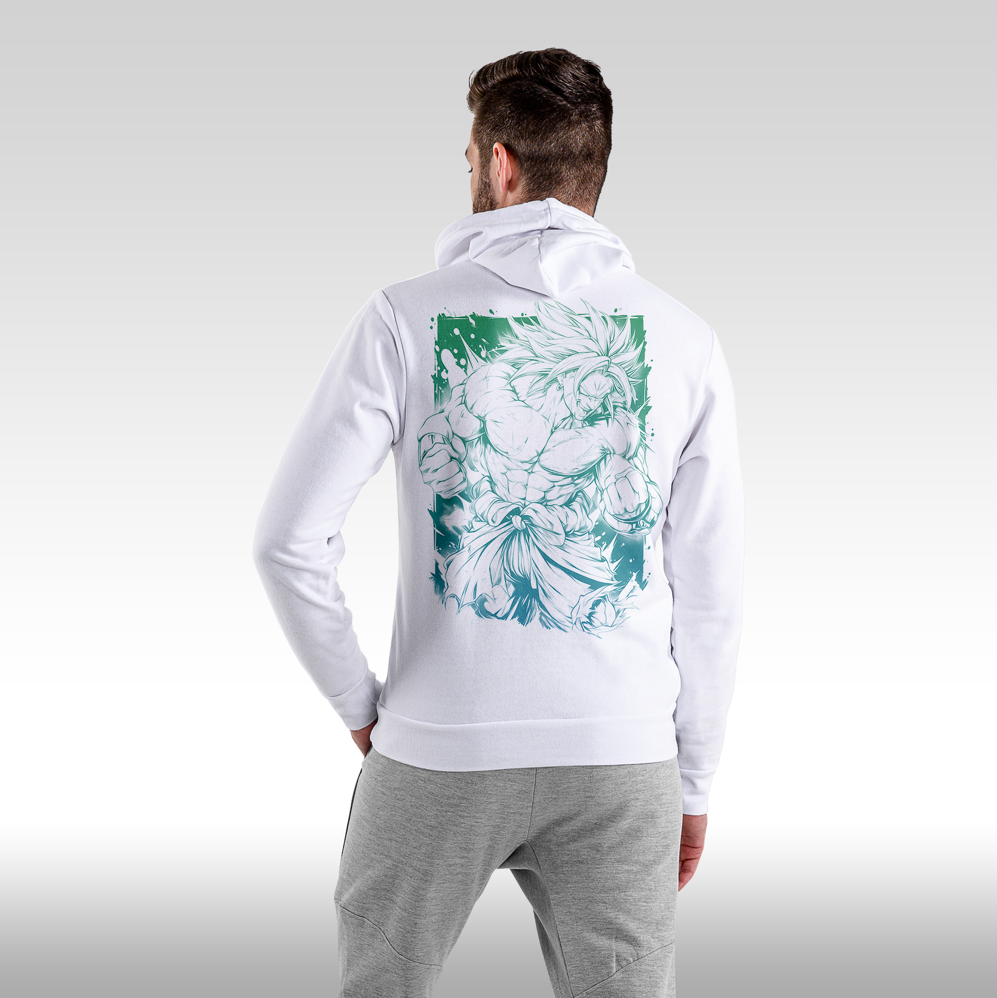 Hanorac alb personalizat Spate Barbat anime "Broly" streetwear
