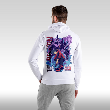 Hanorac alb personalizat Spate barbat anime "Solo Leveling Sung Ji Woo" streetwear
