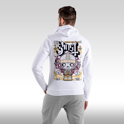 Hanorac alb personalizat Spate Barbat rock "Ghost" streetwear
