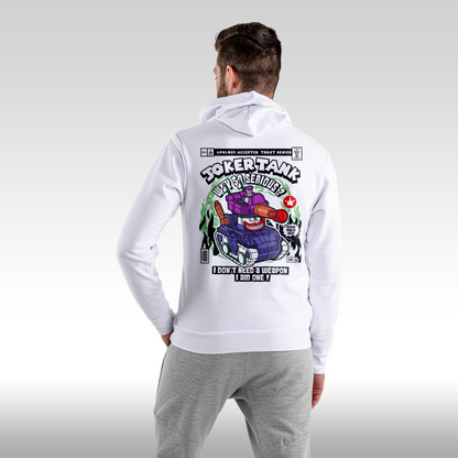 Hanorac alb personalizat Spate Barbat urban "The Joker" streetwear
