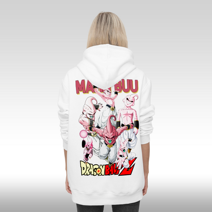 Hanorac alb personalizat Spate Dama anime "Majin Buu" streetwear