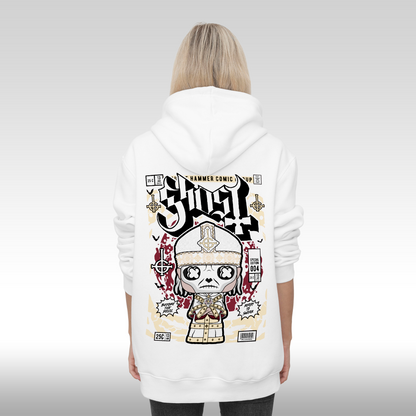 Hanorac alb personalizat Spate dama rock "Ghost" streetwear
