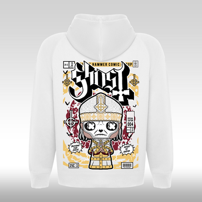 Hanorac alb personalizat Spate rock "Ghost" streetwear
