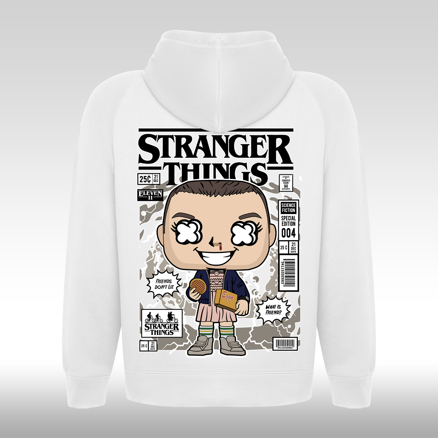 Hanorac alb personalizat Spate urban "Stranger Things" streetwear